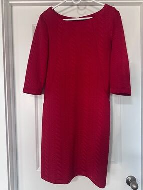 Sharagano Red Long Sleeve Shift Dress
